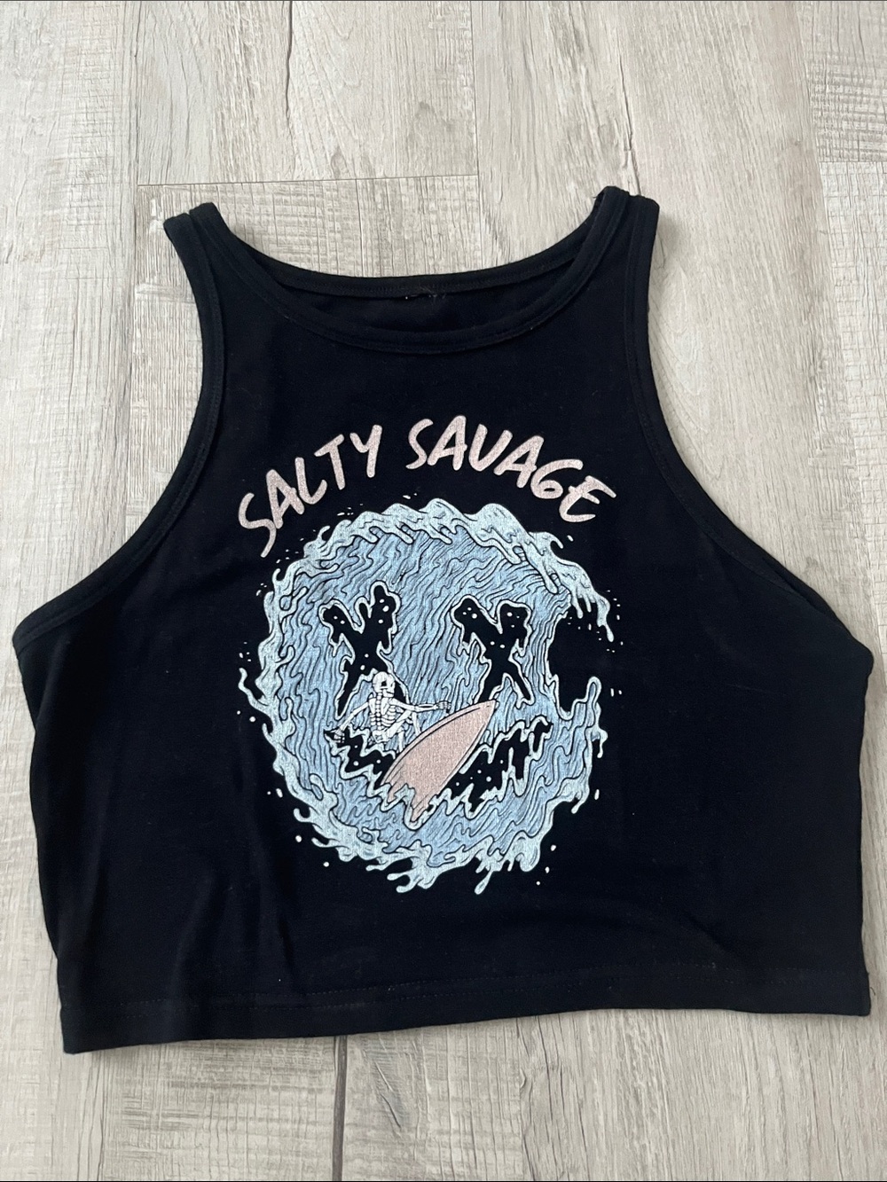 Salty Savage Black Crop Tank Top